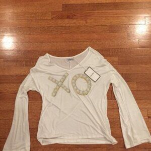 Lauren Moshi Gypsy Bell Sleeve v neck Tee XO size XS NEW RUNS BIG FITS LIKE M